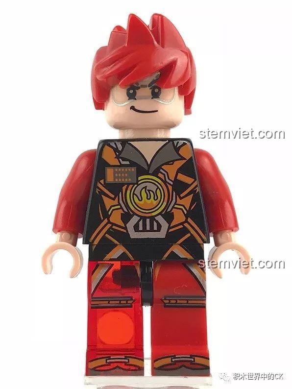 Cận cảnh minifigure hệ Hỏa bí ẩn tặng kèm trong bộ đồ chơi lắp ráp súng Iron Man SY 7017.