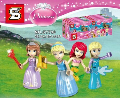 Hộp sản phẩm bộ đồ chơi SY SY790 Bộ 4 Minifigure Công Chúa Cổ Tích, món quà giá tốt cho bé gái 6-12 tuổi.