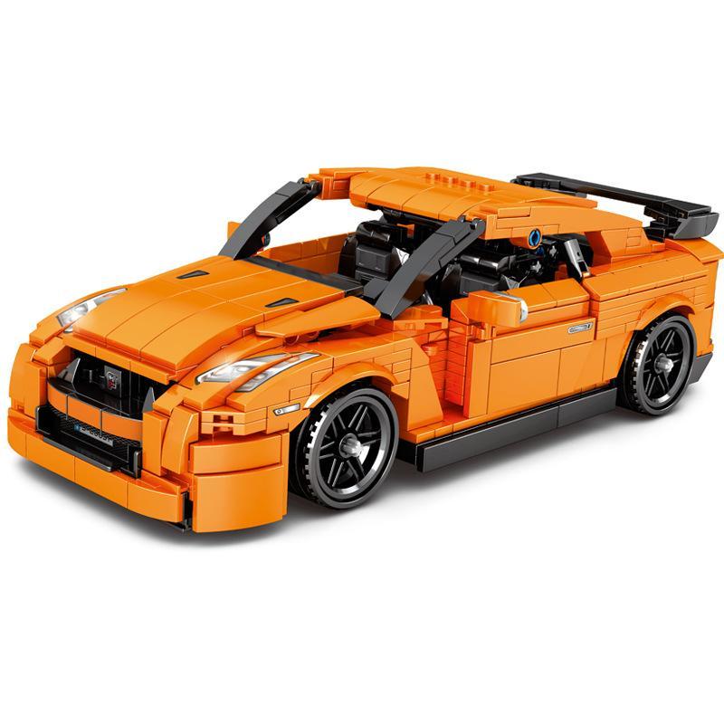 Bộ lắp ráp Nissan GTR35 SY 8407 màu cam, mô hình siêu xe thể thao 908 mảnh ghép, phù hợp bé trai 6 tuổi, giá tốt.