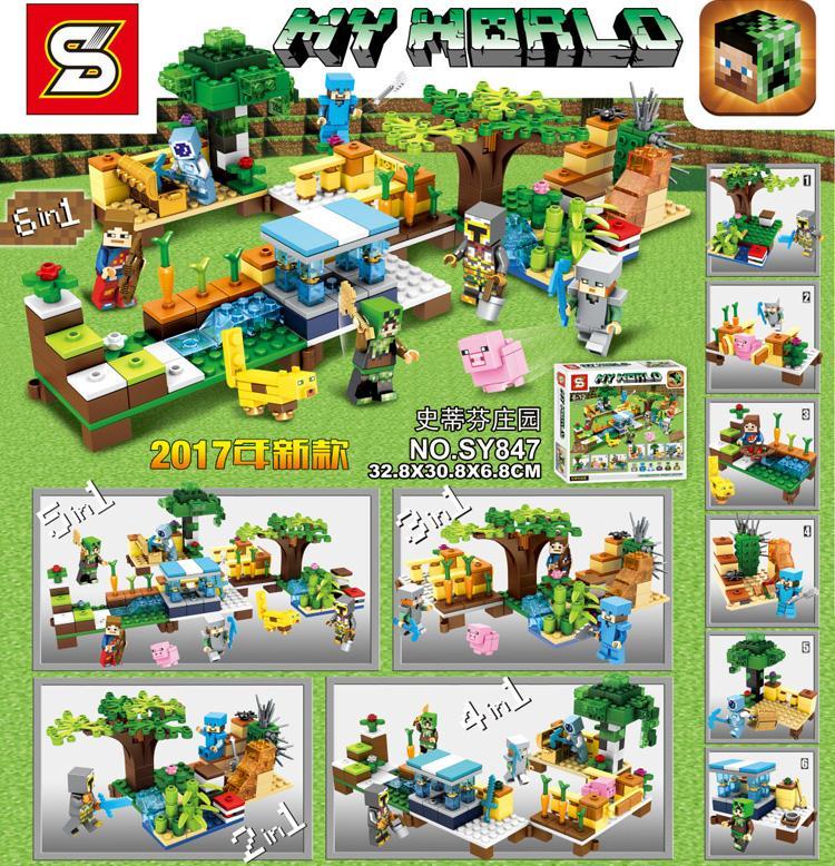 Bộ lắp ráp Trang Viên Steve Minecraft 6 trong 1 SY847 chất lượng cao, đồ chơi lắp ghép Minecraft cho bé trai 6-12 tuổi giá tốt
