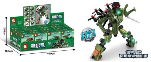 Bộ lắp ghép Robot Biến Hình Cứu Hộ 8 trong 1 SY Block 1587B, đồ chơi lắp ráp quân sự cho bé trai 6 tuổi, chất lượng cao, giá tốt.
