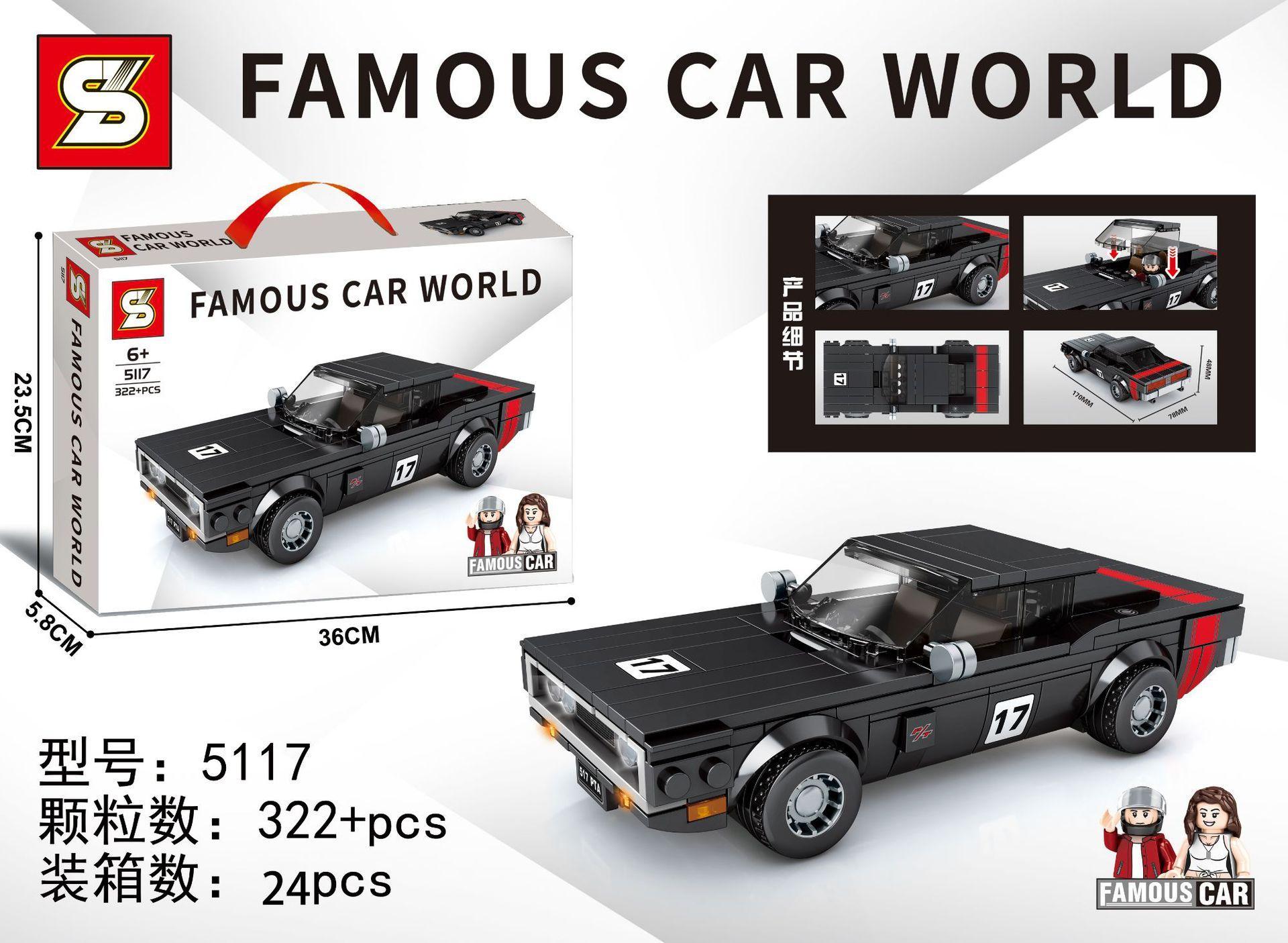 Hộp và mô hình bộ lắp ráp Dodge Challenger 1970 SY Block 5117. Món đồ chơi mô hình xe đua cơ bắp cổ điển dành cho bé trai 6 tuổi, giá rẻ.