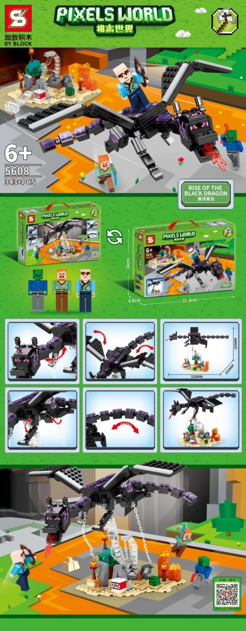 SY BLOCK 5608 Rồng Đen Hắc Long bộ đồ chơi lắp ghép Minecraft