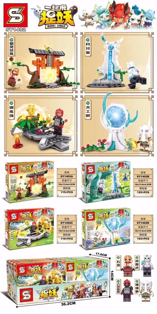 Bộ đồ chơi lắp ráp SY Block SY1402 Cảnh quan game Yêu Quái, mô tả thế giới yêu quái với 4 kiểu cảnh quan độc đáo, phù hợp cho bé trai và bé gái 6 tuổi, giá tốt.