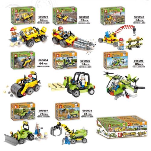 Bộ lắp ghép SY-BuildTeam Đội Xây Dựng Thành Phố 8in1, đồ chơi lắp ráp xe công trình cho bé trai 6 tuổi, giá tốt, chất lượng cao.