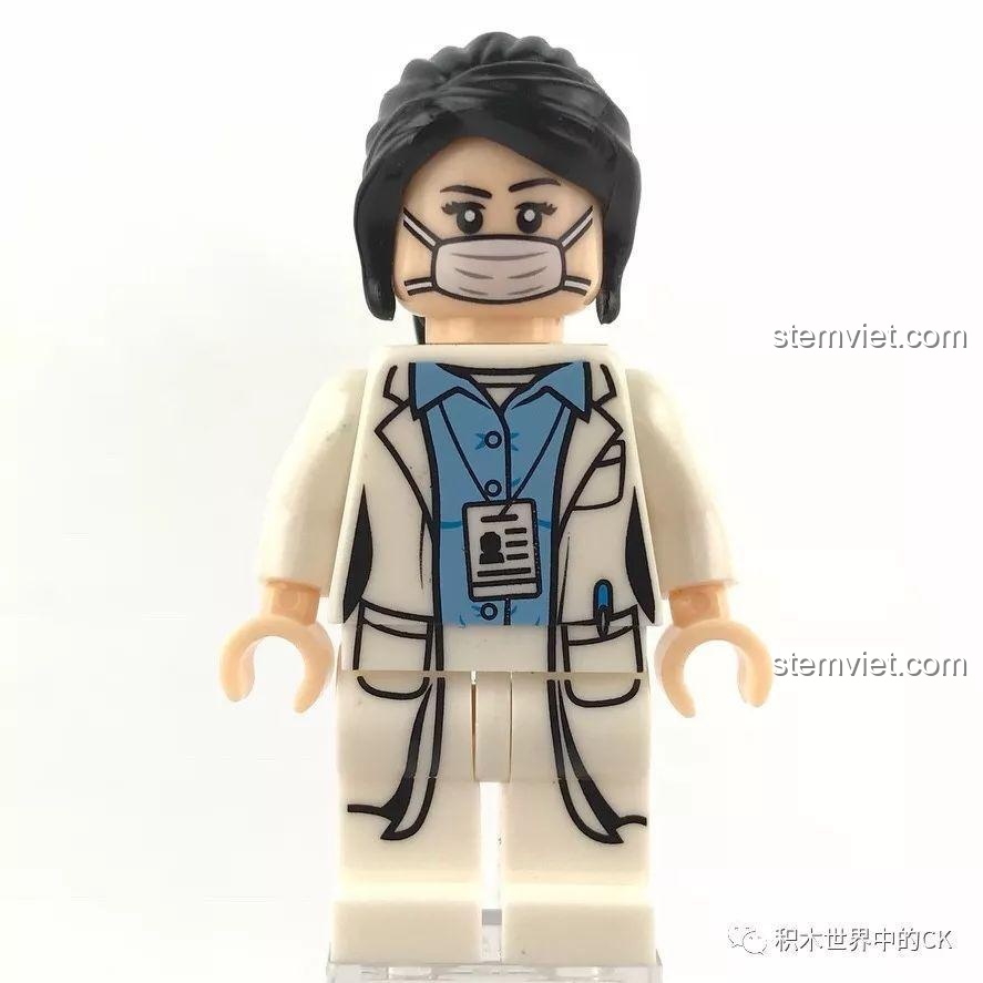 Minifigure Người thí nghiệm trong bộ lắp ghép SY SD9606 Phòng thí nghiệm sinh hóa cảnh sát tương lai, đồ chơi xây dựng với thiết kế độc đáo.