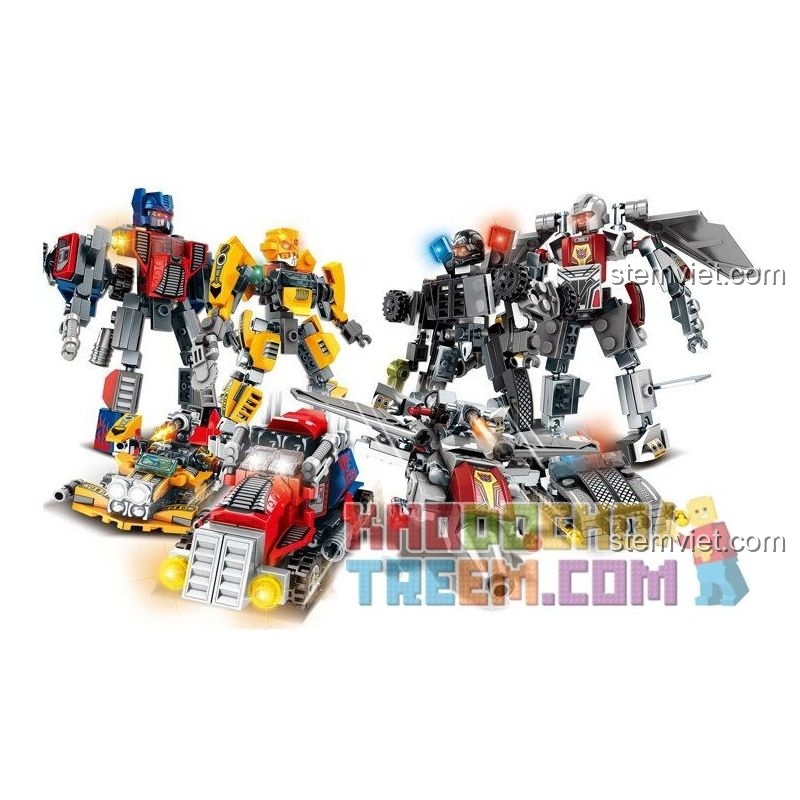 Trọn bộ 4 mô hình robot biến hình SY SY1275, đồ chơi lắp ghép sáng tạo cho bé trai từ 6 tuổi.