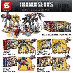 Thông số kỹ thuật chi tiết của bộ xếp hình SY SY1275, bao gồm kích thước hộp và số mảnh của từng mẫu.