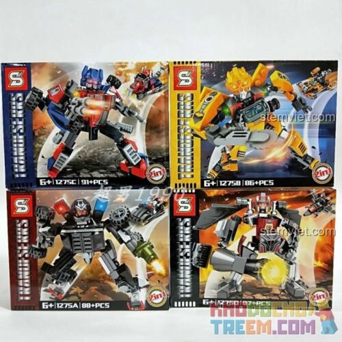 Hộp sản phẩm đồ chơi mô hình SY SY1275C Robot biến hình Optimus Prime 91 mảnh dành cho bé trai 6 tuổi.