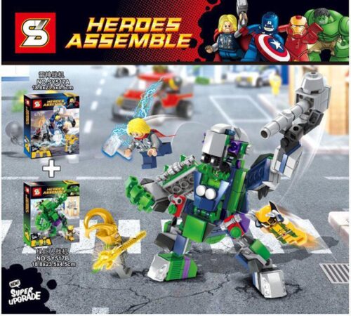 Bộ lắp ghép Robot Hợp Thể Thor Hulk SY517, đồ chơi lắp ráp Robot Chiến Đấu Siêu Anh Hùng JIAZHI, mô hình mech Marvel cho bé trai 6 tuổi, giá tốt.