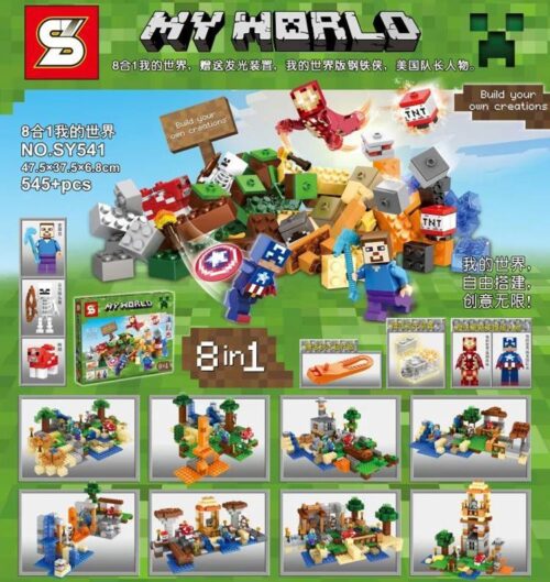Bộ lắp ghép SY SY541 Thế giới của tôi Minecraft Siêu anh hùng 8 trong 1 có đèn LED, phù hợp bé trai 6-12 tuổi, giá tốt.