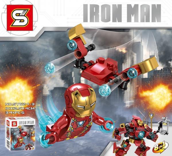 Bộ đồ chơi Người Sắt SY624-3 Iron Man và Giáp Chống Hulk Hulkbuster 8 mô hình trong 1, đồ chơi lắp ráp siêu anh hùng cho bé trai 6 tuổi, giá tốt.