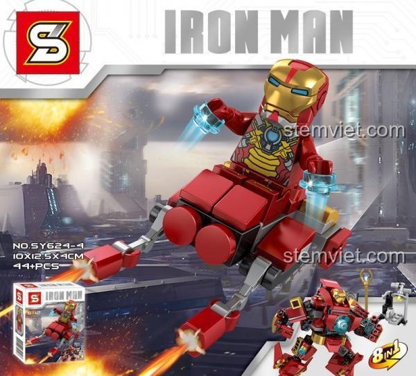 Hộp bộ lắp ghép Người Sắt Iron Man SY SY624-4, đồ chơi mô hình Hulkbuster 298 mảnh ghép, quà tặng cho bé trai 6 tuổi, giá rẻ