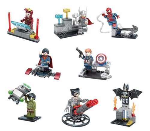 Bộ đồ chơi Minifigure Siêu Anh Hùng SY SY656-1 với 8 nhân vật Iron Man, Thor, Spider-Man, Superman, Captain America, Hulk, Wolverine, Batman, phù hợp bé trai 6 tuổi, giá tốt.