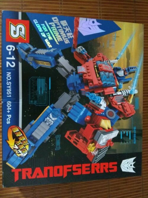Hộp sản phẩm bộ lắp ghép Robot Biến Hình Optimus Prime SY951, đồ chơi cho bé trai 6 tuổi.