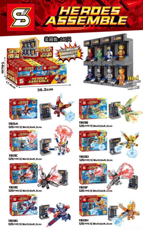 Bộ lắp ghép Người Sắt Iron Man SY1169 Heroes Assemble 8in1, đồ chơi mô hình siêu anh hùng Iron Man chất lượng cao cho bé trai 6 tuổi, giá tốt.