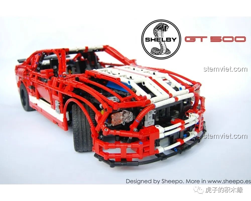 Một tác phẩm MOC khác của Sheepo: xe Ford Mustang Shelby GT500 với thiết kế chi tiết và phức tạp.