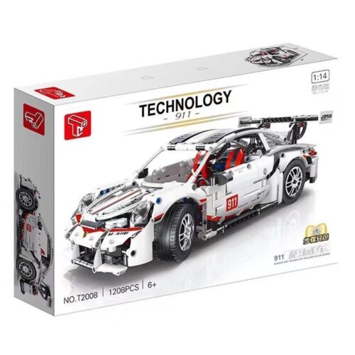 Bộ lắp ráp Taigao Le T2008 Porsche 911 RSR 1208 mảnh, mô hình xe đua tỉ lệ 1:14 màu trắng đỏ đen, đồ chơi cho bé trai 6 tuổi, giá tốt