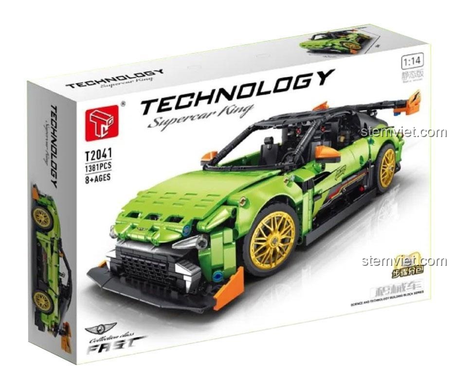 Hộp bộ lắp ráp Taigaole T2041 Siêu Xe Đua Thần Mặt Trời Xanh Lá, đồ chơi lắp ghép 1381 mảnh, tỉ lệ 1:14, phù hợp bé trai 8 tuổi, giá tiết kiệm.