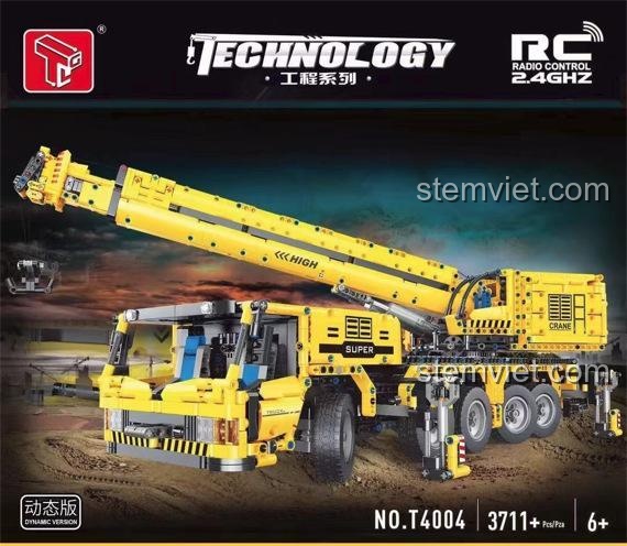 Đồ chơi mô hình Cần Cẩu Bánh Lốp Taigaole T4004, mô hình xe cẩu công trình lớn, điều khiển từ xa, cho bé trai 6 tuổi