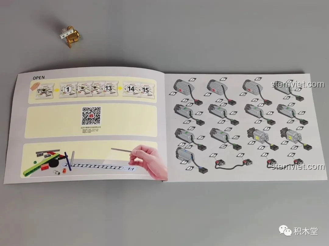 Trang hướng dẫn đầu tiên của Taigaole T4007 Xe Cứu Hỏa Cứu Nạn, chỉ dẫn cách dán nhãn cho các động cơ và phân loại túi linh kiện.