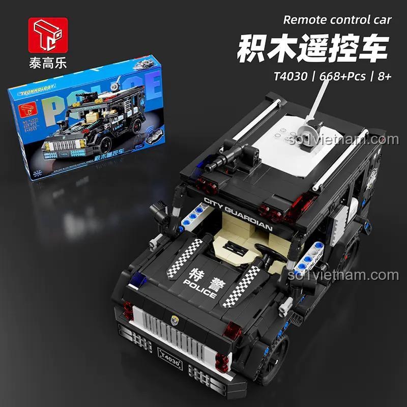 Mô hình bộ đồ chơi Xe Cảnh Sát Đặc Nhiệm T4030 668 mảnh, điều khiển từ xa, có đèn LED, phù hợp cho bé trai 8 tuổi