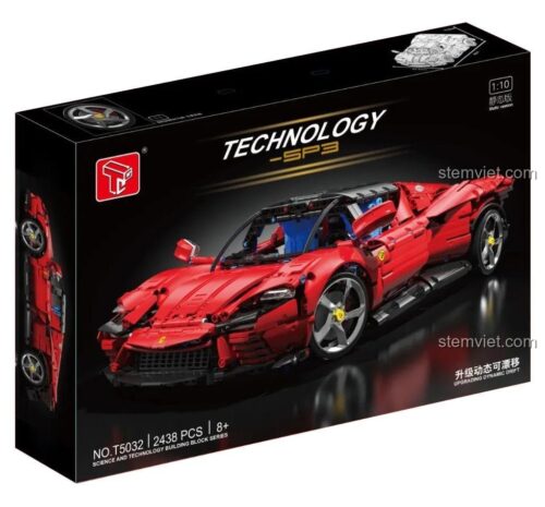 Hộp bộ đồ chơi T5032 Taigaole Ferrari Daytona SP3, đồ chơi lắp ghép siêu xe Ferrari Daytona SP3, cho bé trai 8 tuổi, chất lượng cao.