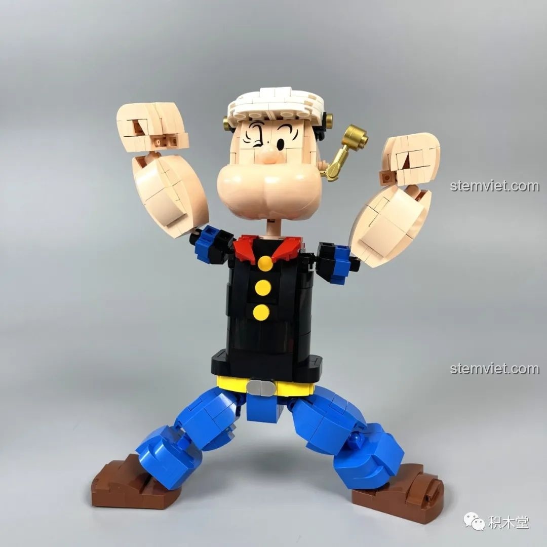 Mô hình Popeye Pantasy 86401 tạo dáng gồng cơ bắp, thể hiện sự linh hoạt của các khớp nối.