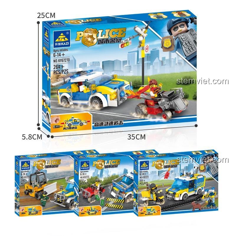 Minifigure cảnh sát và tội phạm trong bộ đồ chơi KAZI 67270