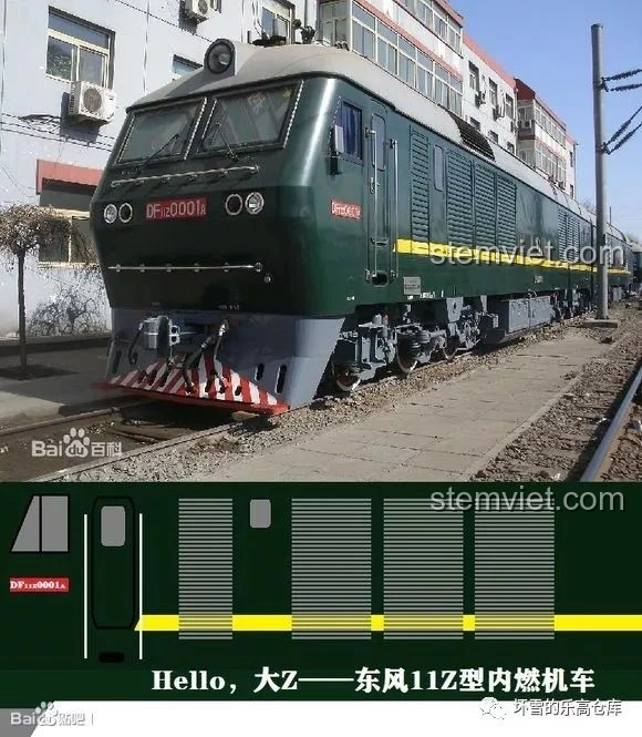 Hình ảnh đầu máy xe lửa Đông Phong 11Z ngoài đời thực, một biểu tượng của ngành đường sắt Trung Quốc, so sánh với mô hình lắp ráp KAZI KY98220.