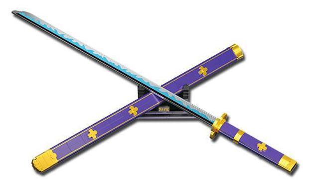 Đồ chơi mô hình Mô hình kiếm Enma, Thanh kiếm Enma của Zoro DK1502, trưng bày trên giá đỡ, góc nhìn khác, cho bé trai 6 tuổi.