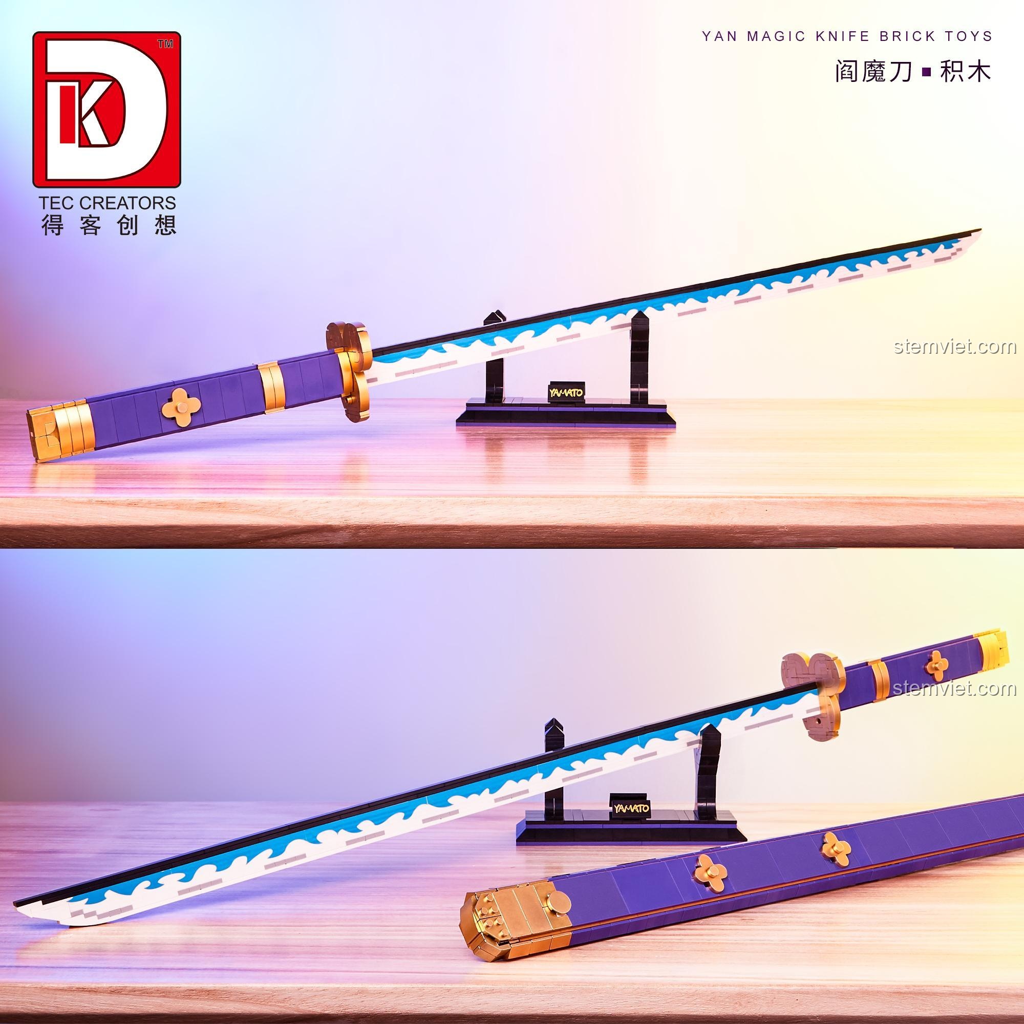 Nội thất hộp của bộ lắp ghép Thanh kiếm Enma của Zoro TEC Creators 1502, các hộp nhỏ bên trong, đồ chơi cho bé trai 6 tuổi.