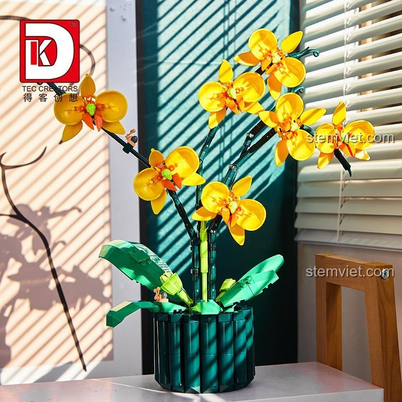 Bộ xếp hình Mô hình Hoa Lan Hồ Điệp 3008 làm đẹp không gian sống, đồ chơi lắp ráp Chậu hoa Lan Hồ Điệp cho người lớn, giá tốt