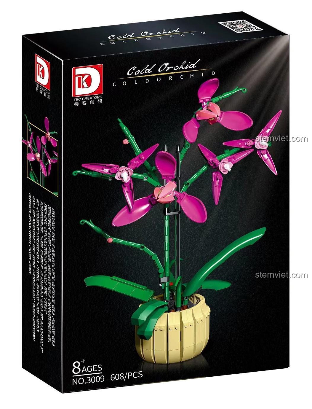 Hộp bộ xếp hình Lan Hồ Điệp Hồng TEC Creators 3009, đồ chơi lắp ráp 608 mảnh, chất lượng cao, quà tặng cho con gái 8 tuổi.