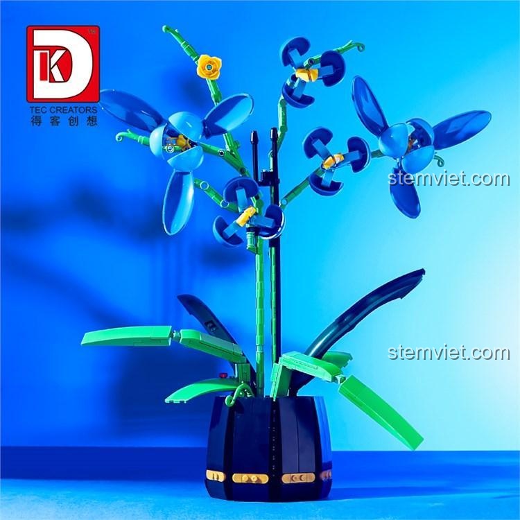 Đồ chơi lắp ghép DK 3010, Mô hình Hoa Lan TEC Creators với sắc xanh dương chủ đạo, thiết kế tinh xảo, phù hợp trang trí.