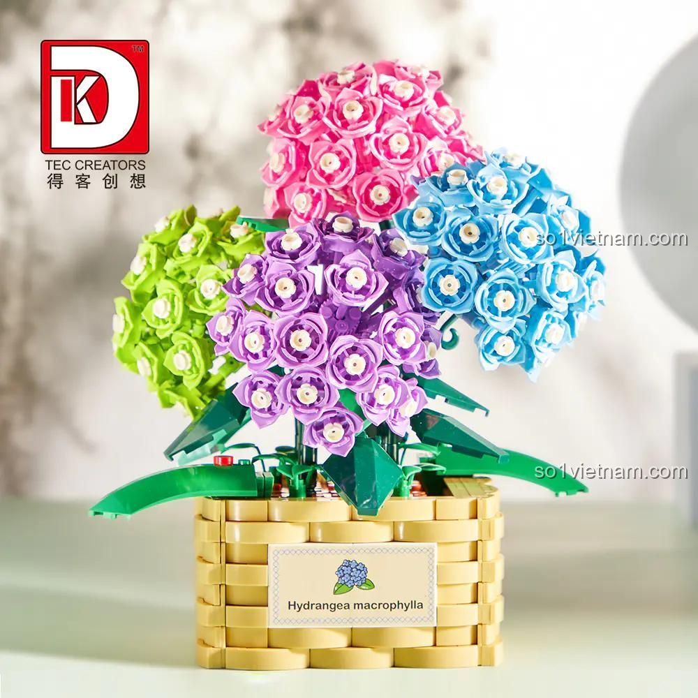 Mô Hình Hoa Cẩm Tú Cầu TEC CREATORS, trang trí bàn làm việc, màu sắc rực rỡ, quà tặng độc đáo cho bé gái 8 tuổi
