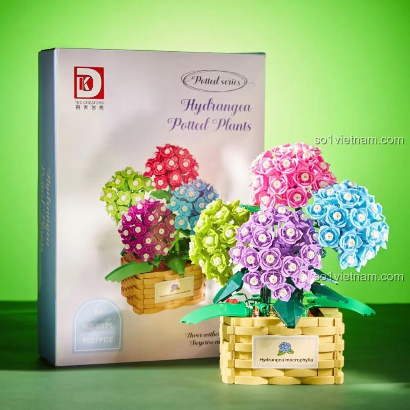 bộ xếp hình Hoa Cẩm Tú Cầu TEC CREATORS 3029, hộp sản phẩm và mô hình đã lắp, 902 mảnh ghép, giá tiết kiệm