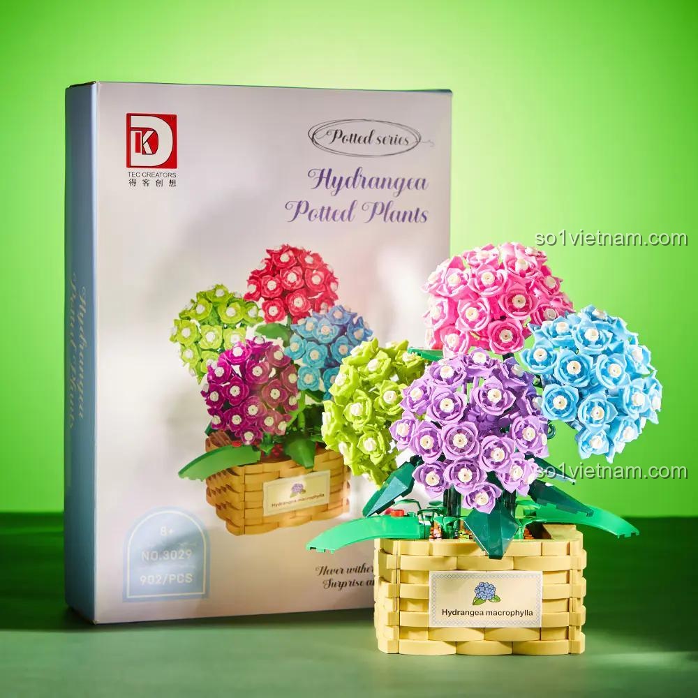 bộ xếp hình Hoa Cẩm Tú Cầu TEC CREATORS 3029, hộp sản phẩm và mô hình đã lắp, 902 mảnh ghép, giá tiết kiệm