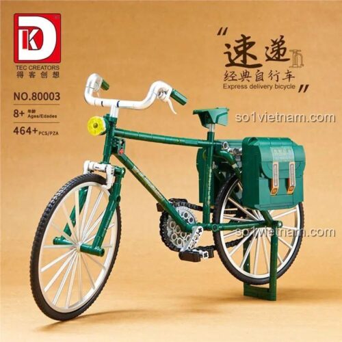 đồ chơi lắp ráp Xe Đạp Giao Hàng Cổ Điển TEC CREATORS 80003, mô hình hoàn chỉnh, màu xanh lá, cho bé trai 8 tuổi, giá rẻ