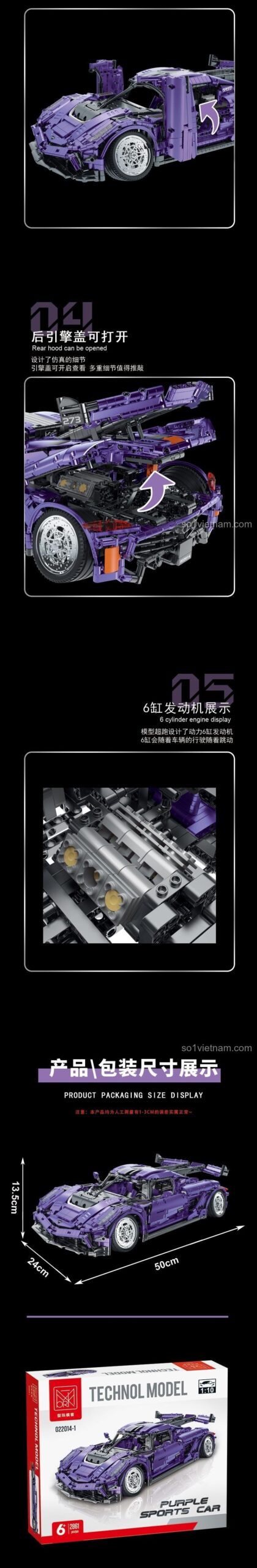 TECHNOL MODEL 022014-1 đồ chơi xây dựng Koenigsegg Jesko độ bộ khối lắp ghép Tốc độ đỉnh cao cho bé trai 6 tuổi