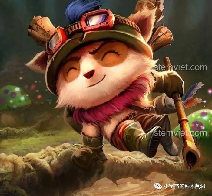 Chi tiết kính và mũ của mô hình Teemo K Box 10302, thiết kế độc đáo và sáng tạo.