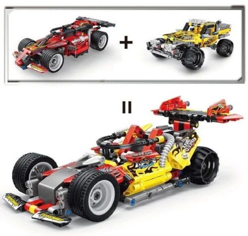 Bộ lắp ráp xe đua hợp thể 2 trong 1 TGL T1006-1, đồ chơi mô hình xe đua F1 và xe bán tải địa hình cho bé trai 6 tuổi giá rẻ.
