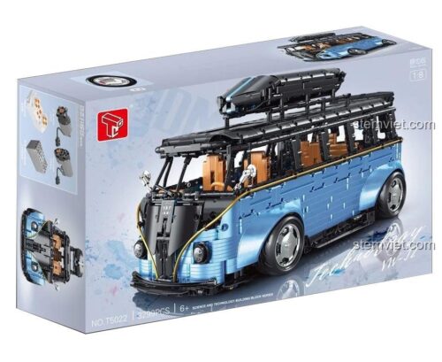 Hộp sản phẩm bộ đồ chơi lắp ráp xe bus Volkswagen T1 TGL T5022A với 3299 chi tiết, lựa chọn thay thế tiết kiệm cho LEGO® Technic.