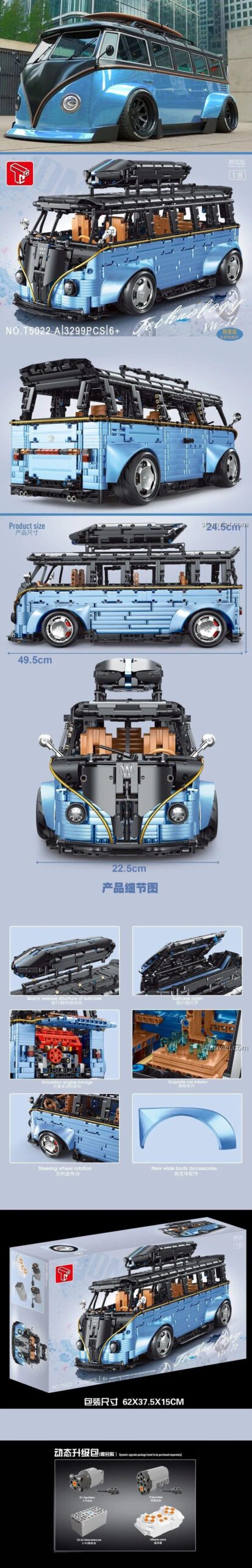 Các tính năng và kích thước chi tiết của bộ lắp ráp xe cắm trại Volkswagen TGL T5022B.