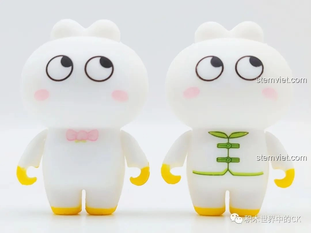 Nhân vật thỏ trắng có thể thay đổi phụ kiện, tạo biểu cảm đa dạng trong bộ lắp ráp Wekki 506051.