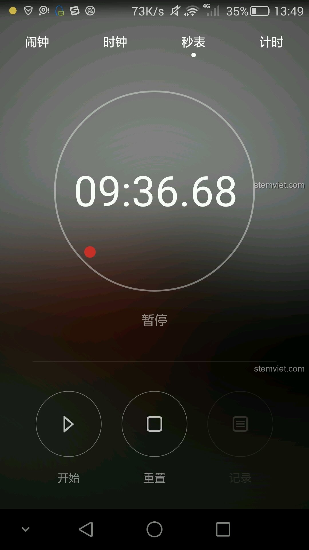 Đồng hồ bấm giờ hiển thị thời gian lắp ráp xe ben Enlighten 0381 là 9 phút 36 giây.