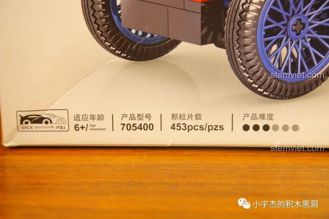 Thông tin chi tiết về độ tuổi, mã sản phẩm và số lượng mảnh ghép của bộ lắp ghép SEMBO 705400.