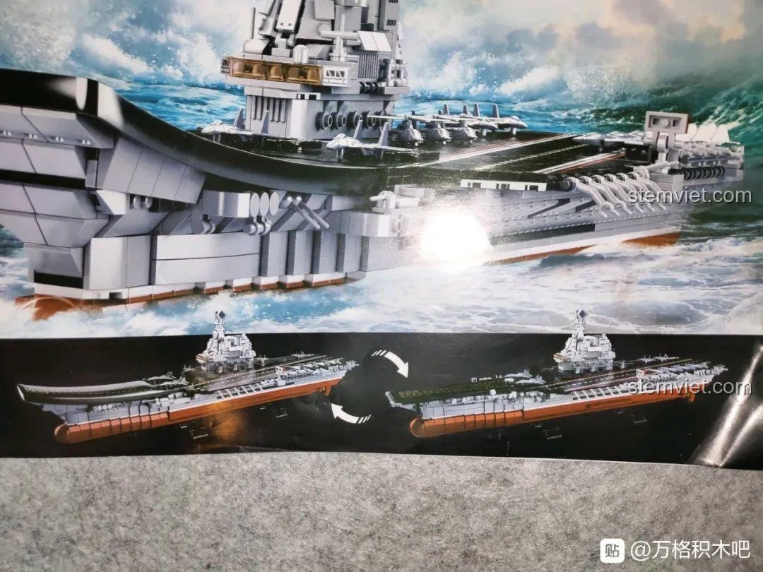 Hình ảnh minh họa tính năng 2 trong 1 của bộ lắp ráp Tàu sân bay Sơn Đông, có thể chuyển đổi giữa hai mẫu.