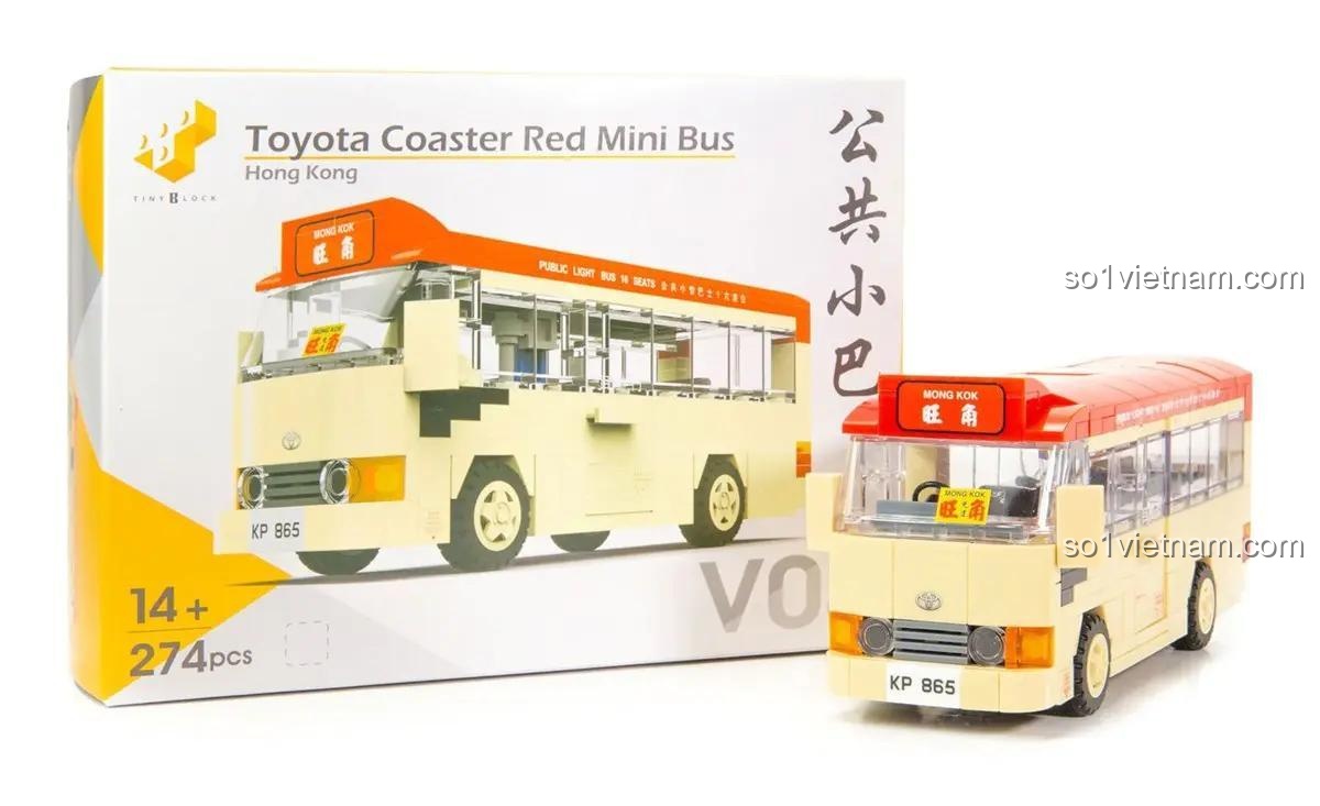 đồ chơi xây dựng Mô hình xe buýt Toyota Coaster Tiny ATBRC002, hộp sản phẩm xe buýt nhỏ Hồng Kông, đồ chơi lắp ráp giá tốt