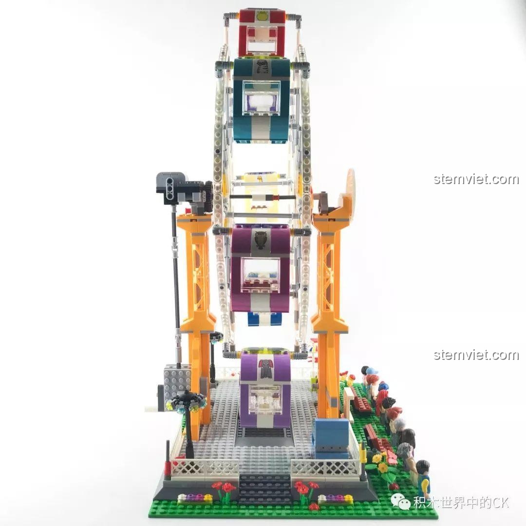 Toàn cảnh mô hình Winner 7036 Vòng Quay Mặt Trời Công Viên Giải Trí Hiện Đại hoàn chỉnh với 11 minifigures.